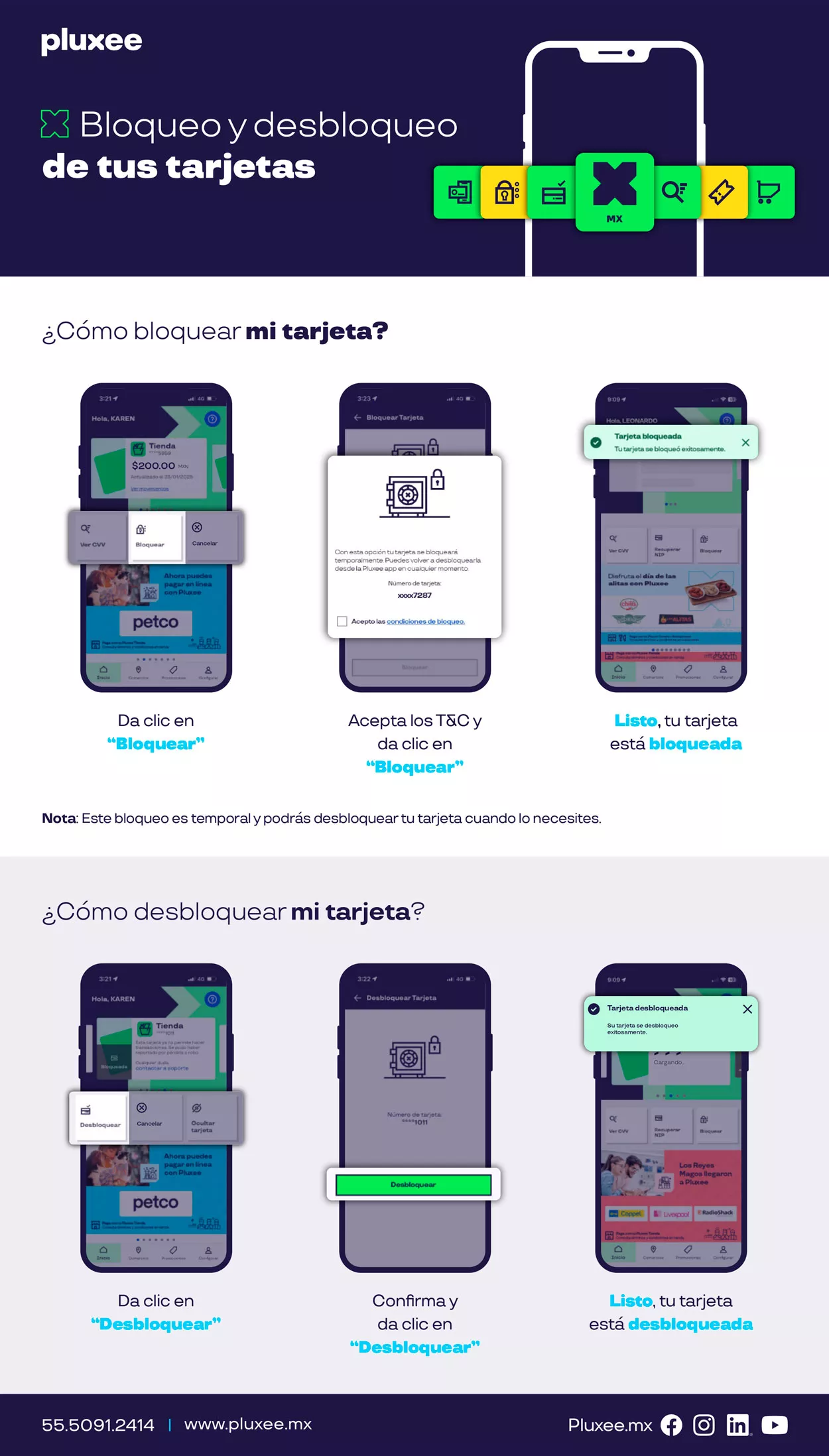 pluxee app bloqueo y desbloqueo 