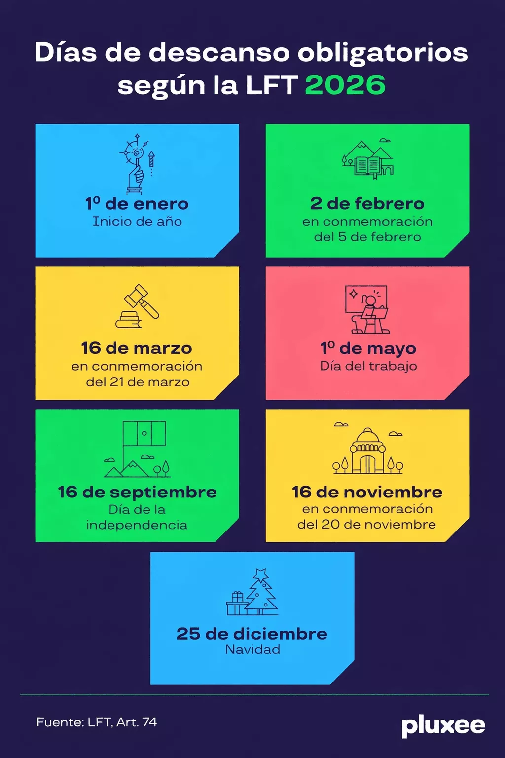 días de descanso obligatorio 2026 