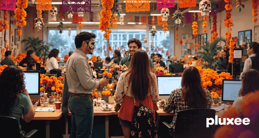 decoracion dia de muertos oficina